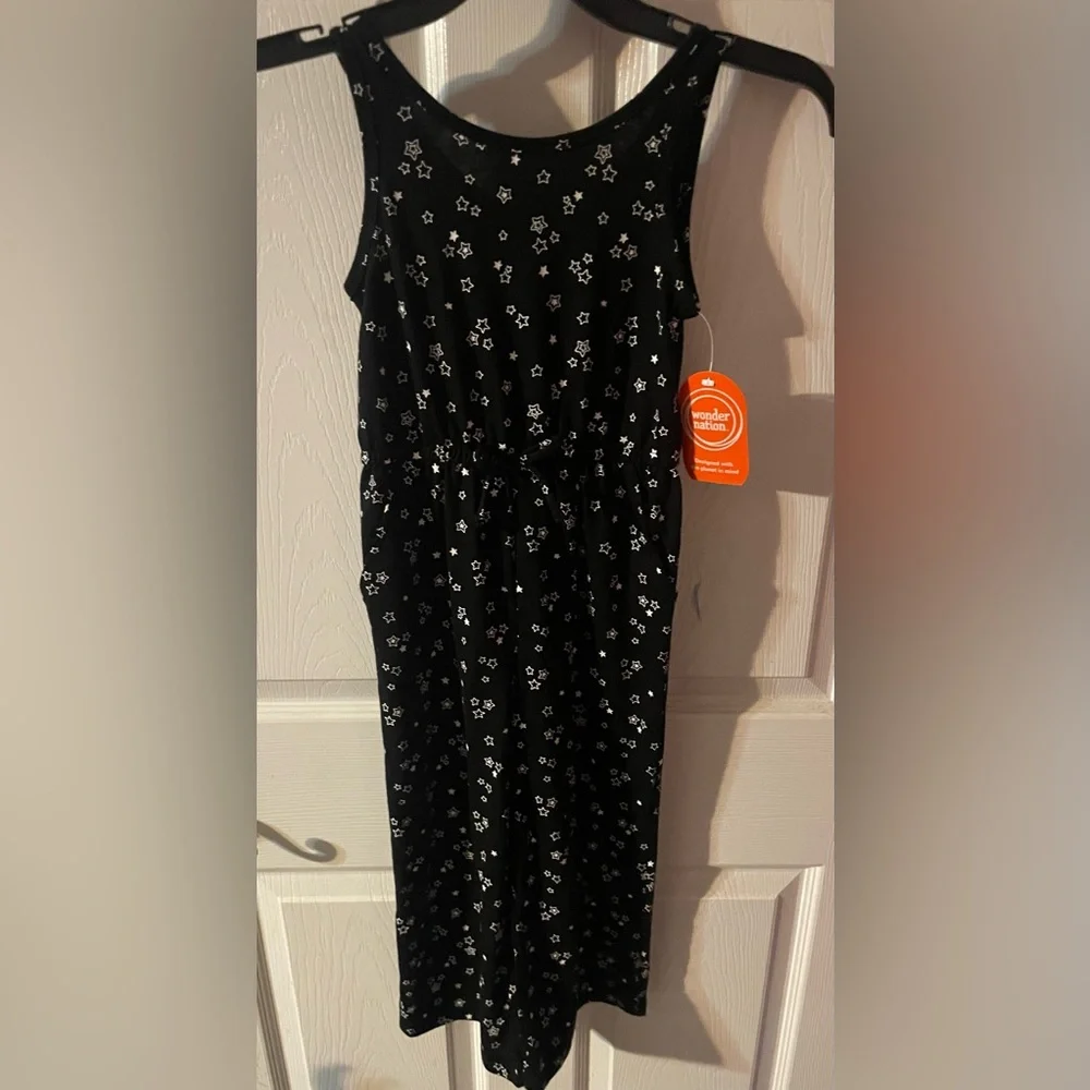 Wonder Nation Star Print Jumpsuit‎ Girls XS 4/5 Black Wide Leg NWT